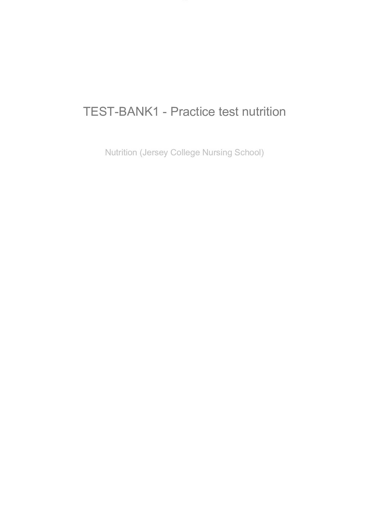 Preview image for TEST-BANK 1 - Practice test nutrition